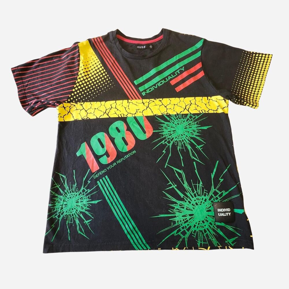 Huge Individuality Men's 1980 Retro Streetwear Graphic Tee 2XL
